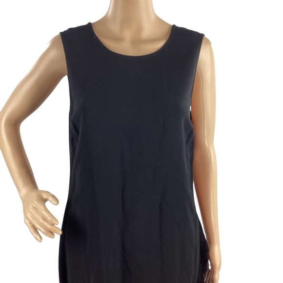 A.L.C. Lottman Fringe Dress Black Sleeveless V-Back Size 10 - Picture 2 of 9